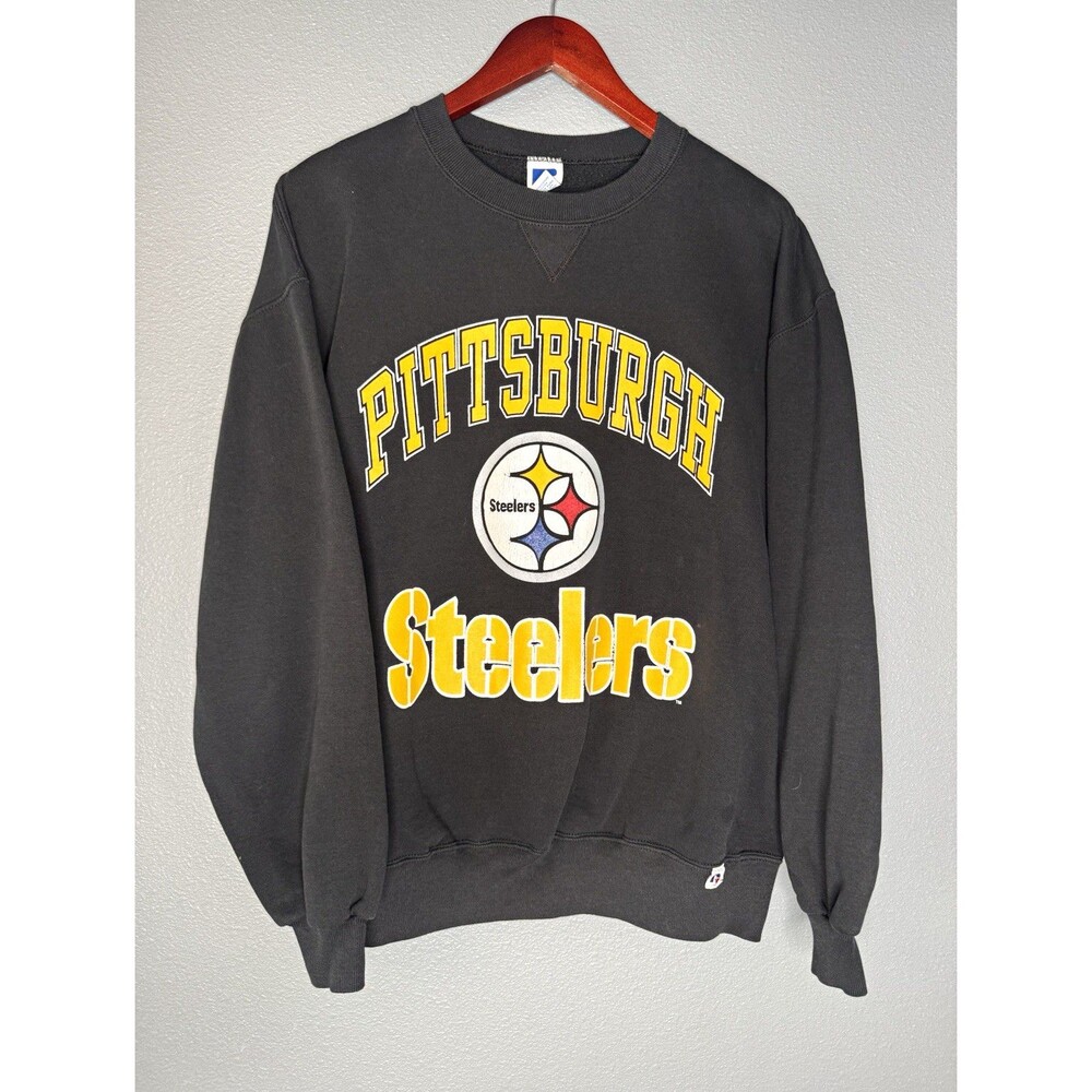 Vintage Russell Athletic Pittsburgh Steelers Sweatshirt XL Made USA Black NFL